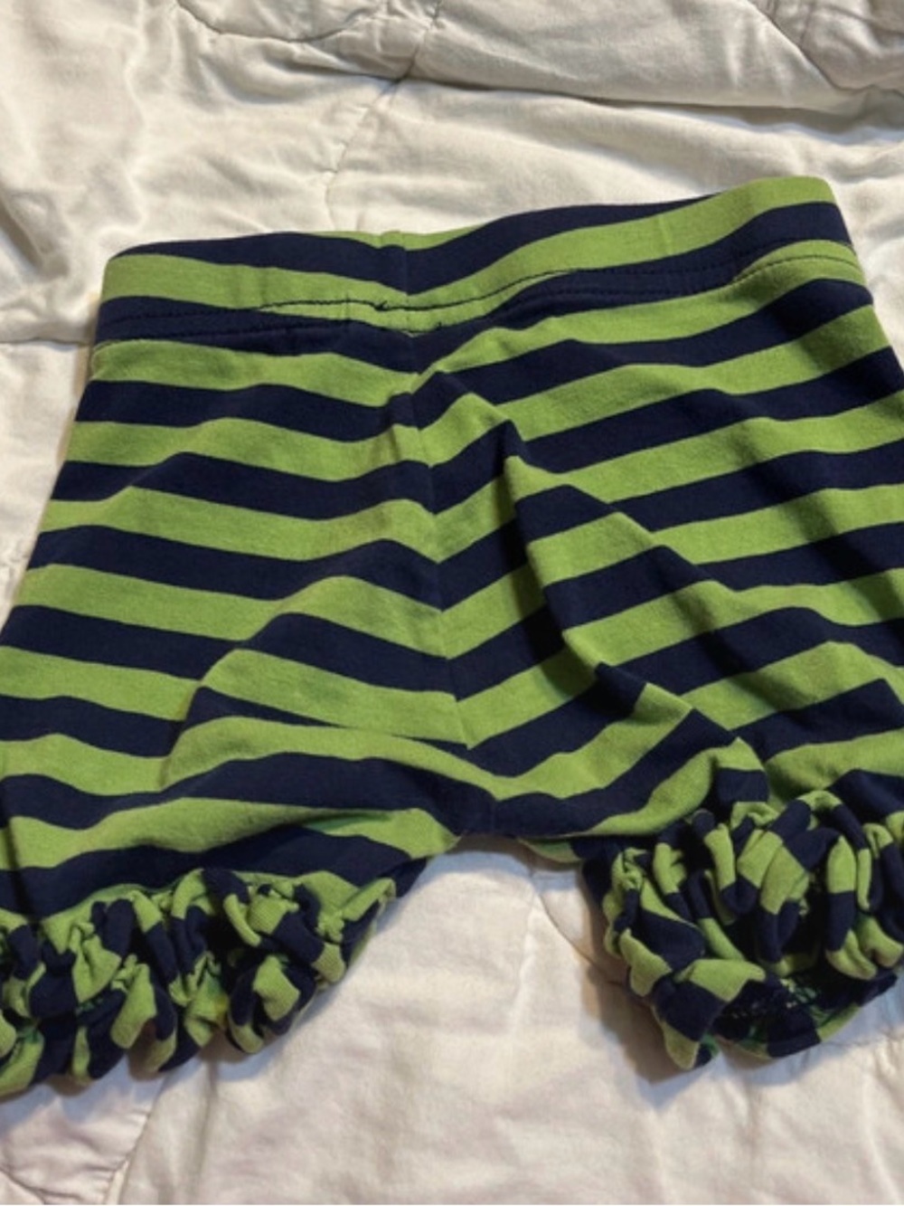 Matilda Jane Navy and Green Stripe Ruffle Diaper Cover - Picture 2 of 5